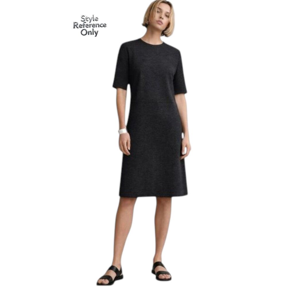 COS Textured Black Knee Length Dress Size Large Minimalist